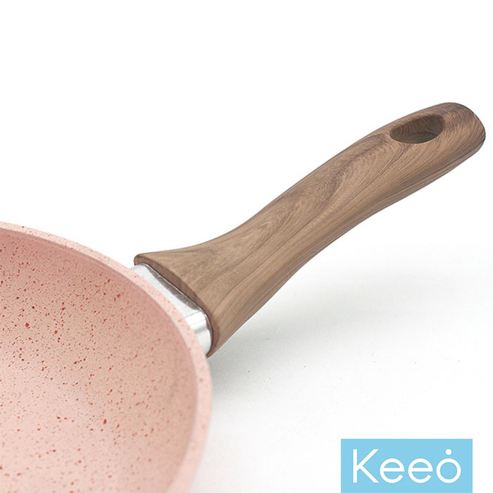 Keeo 16 cm Wajan Penggorengan Anti Lengket Marble Granit (Frypan) Pink