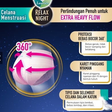 LAURIER RELAX NIGHT CELANA MENSTRUASI M-XL (2 PCS)