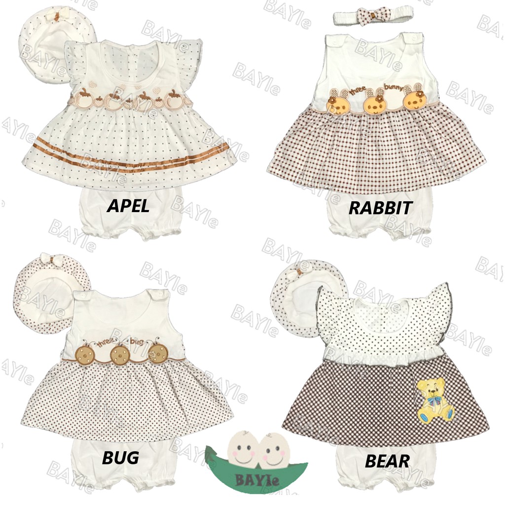 BAYIe - Setelan Baju bayi Perempuan MOM'S GIFT 100% Katun SNI usia 0-6 bulan / Pakaian anak Cewek