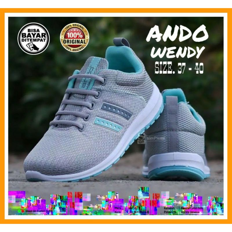 SEPATU WANITA SNEAKERS SEPATU ANDO WENDY ABU HIJAU TOSCA SIZE.37- 40 ORIGINAL MURAH TERLARIS
