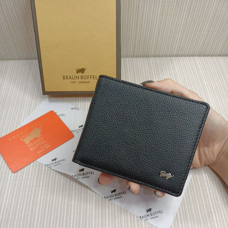 Dompet lipat pria BraunBffel logo besi kulit asli