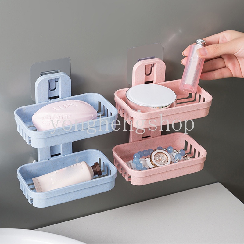 Rak Holder Sabun / Spons Dua Lapis Untuk Kamar Mandi / Dapur