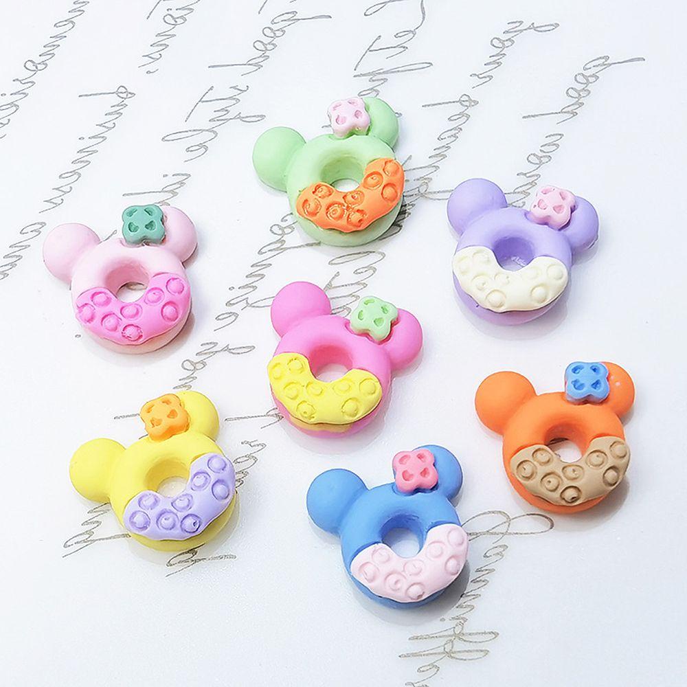 AUGUSTINA Agustina Donat Kuku Pesona Lucu Permen Warna Resin Flatback DIY Perlengkapan Kerajinan Mickey Mouse Manicure Aksesoris