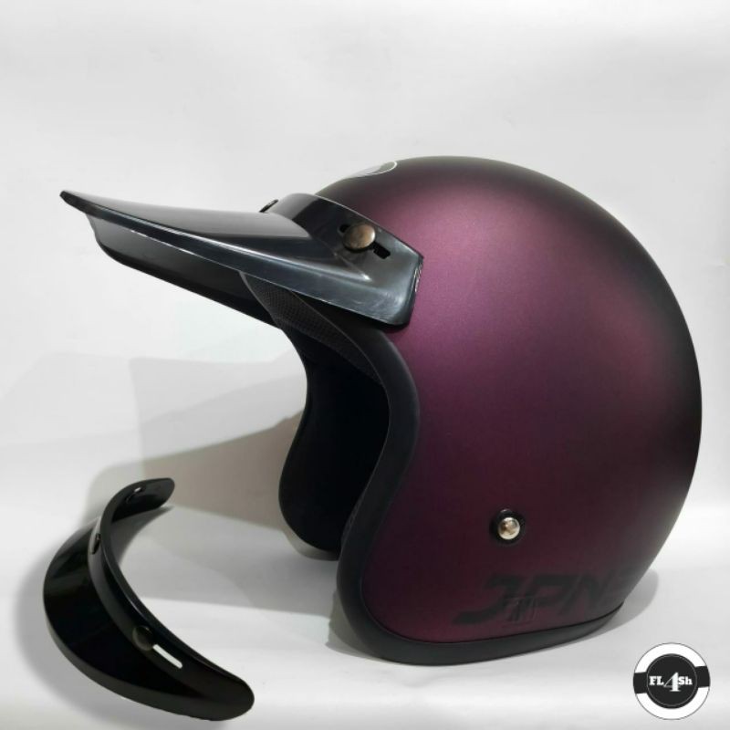 HELM BOGO RETRO PET PANJANG | PENDEK Ungu violet doff