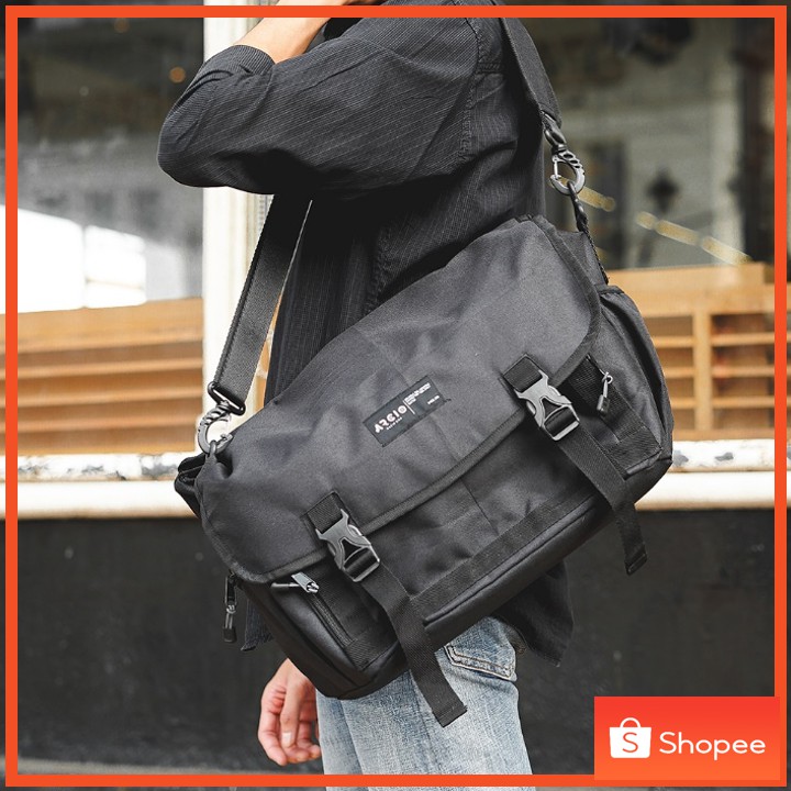 DELTA BLACK - Tas Slempang Messenger Multifungsi Sling Bag Pria Wanita Slingbag