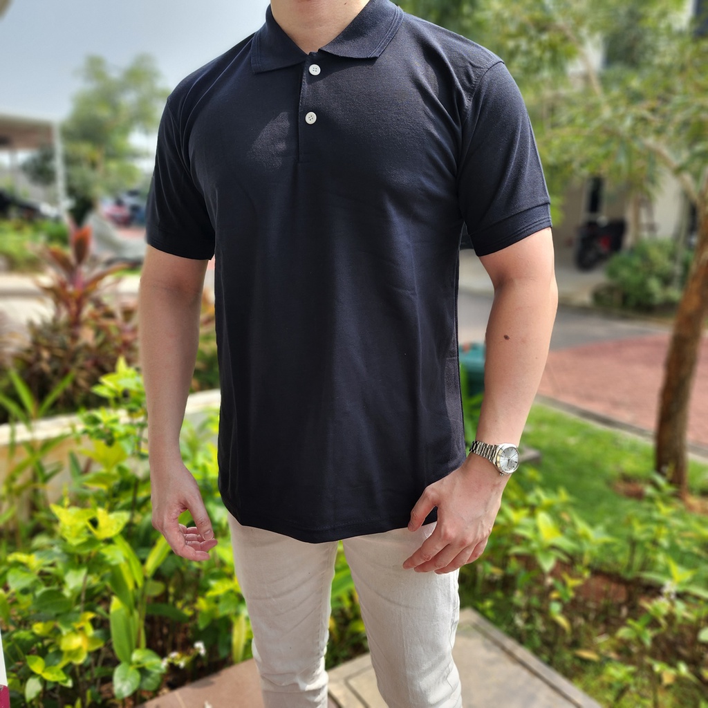 Evertee Polo Shirt Polos Hitam Black Kaos Pria Berkerah Kaos Distro Baju Atasan Kaos Cowok Kaos Bran
