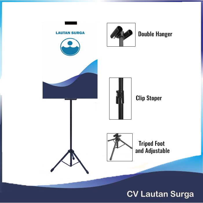 Tripod Banner Iklan OVO-GOPAY-LINKaja 2 SISI Tripod Standing Banner