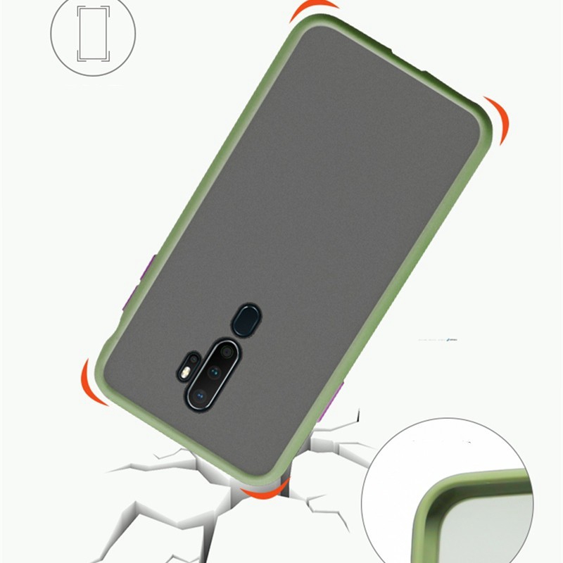 Casing Armor Pc + Silikon Transparan Matte Untuk Oppo A5S F9 Reno2 A11K A92020 A52020 A3S