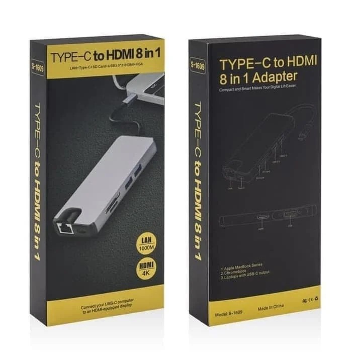 Netline USB Type C to HDMI 8 in 1 (VGA. HDMI. CR. HUB. LAN)