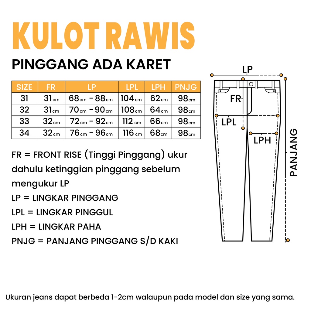 WINAGA - HighWaist Kulot Jumbo Rawis Unfinished Pinggang Karet