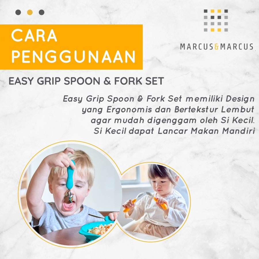 Marcus &amp; Marcus | Easy Grip Spoon &amp; Fork Set - Yellow