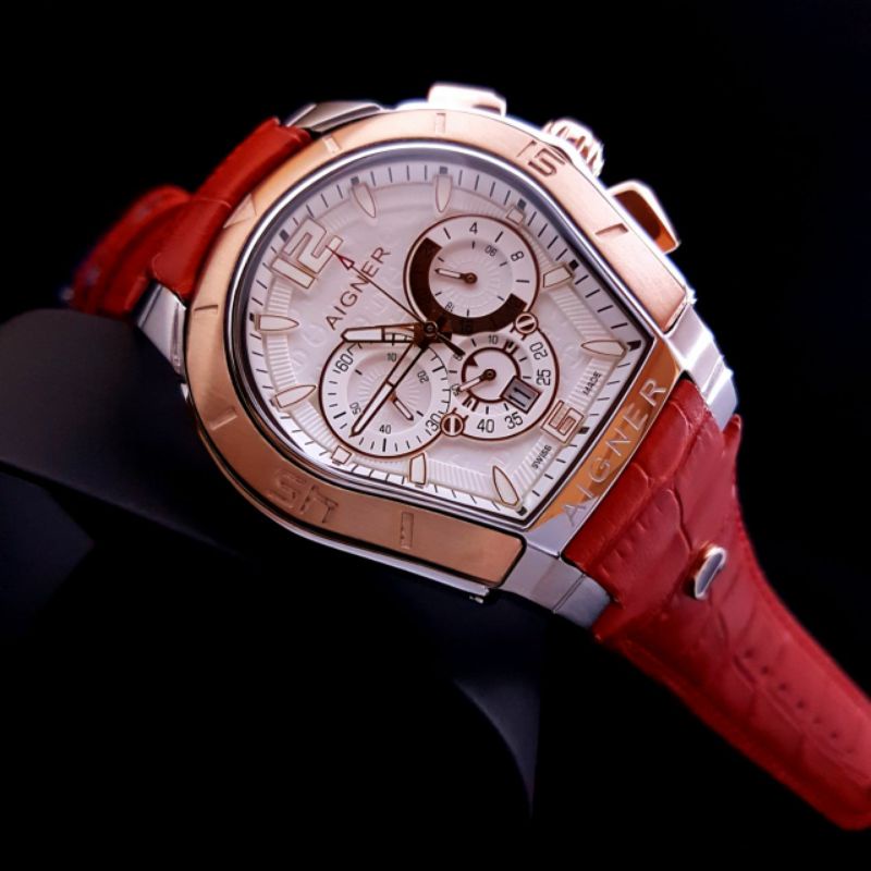 Jam Tangan Wanita Aigner Palermo Premium Tali Kulit Merah - Aigner Palermo Super Premium Graden AAA