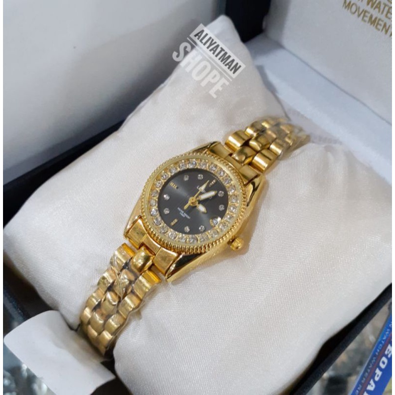 Jam Tangan Wanita Leopard Tanggl Aktif Permata Rantai Stainlees Steel Free Batrai Cadangan Analog Quart Model Casual | Anti Air | Water Resistant | Fashion | Cewek | Wanita | Jam Tangan | Permata | Terbaru | Terlaris | Murah | Cod | Jam Tangan