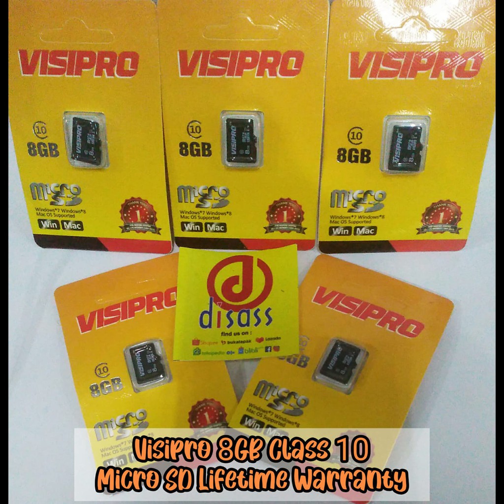 MicroSD Visipro 8GB Class10 Garansi LIFETIME MEMORI HP KARTU MEMORY - DISASS JOGJA