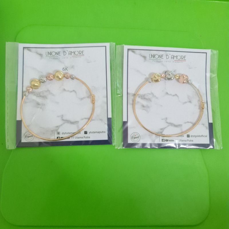 Gelang bangle bola 3 warna YT kadar 300 6K