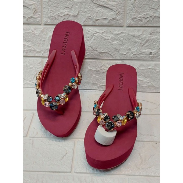 NEW!! SANDAL JEPIT INGVIVI WEDGES 7,5cm WOMEN WEDGE SANDALS