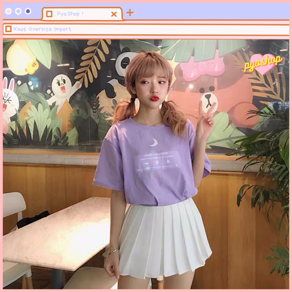 Kaos Oversize Korea Import Lilac Moon Playlist