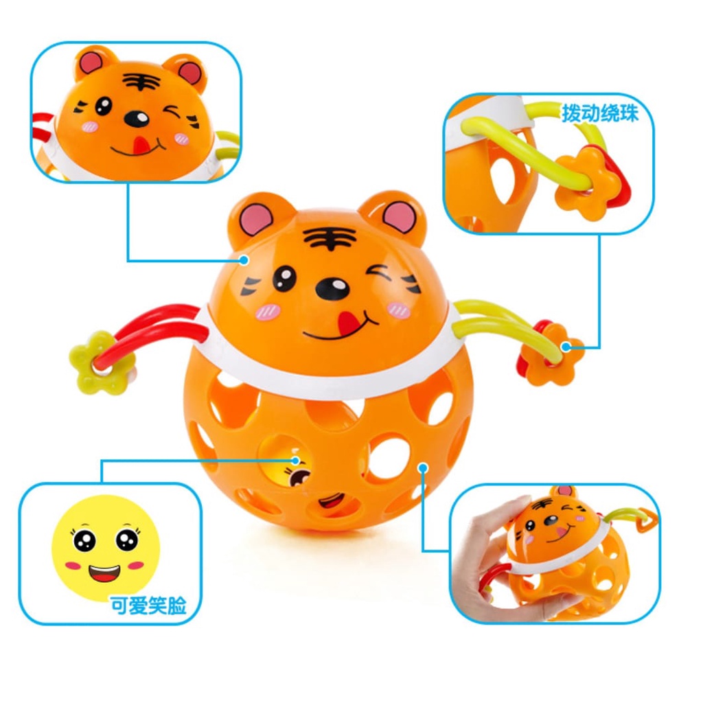 [BIG SALE] Mainan Kerincingan Genggam Bola Rattle Teether Genggam animal Toys Rattle anjing, kodok, harimau