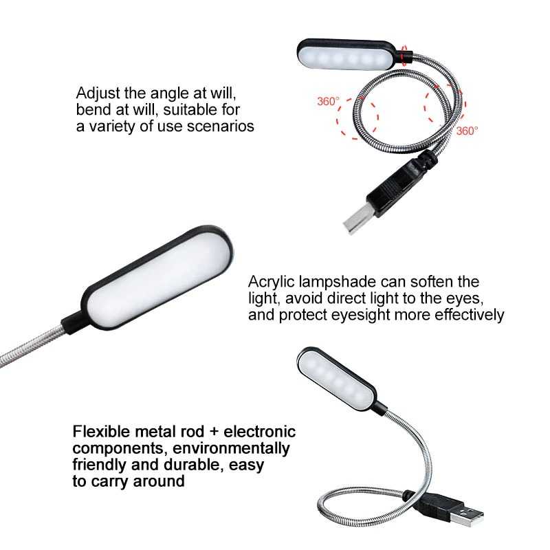 Aamasun Lampu Belajar LED USB Metal Flexible 4 LED - FM105