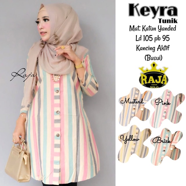KEYRA TUNIK SALUR / KEMEJA TUNIK KATUN MOTIF GARIS