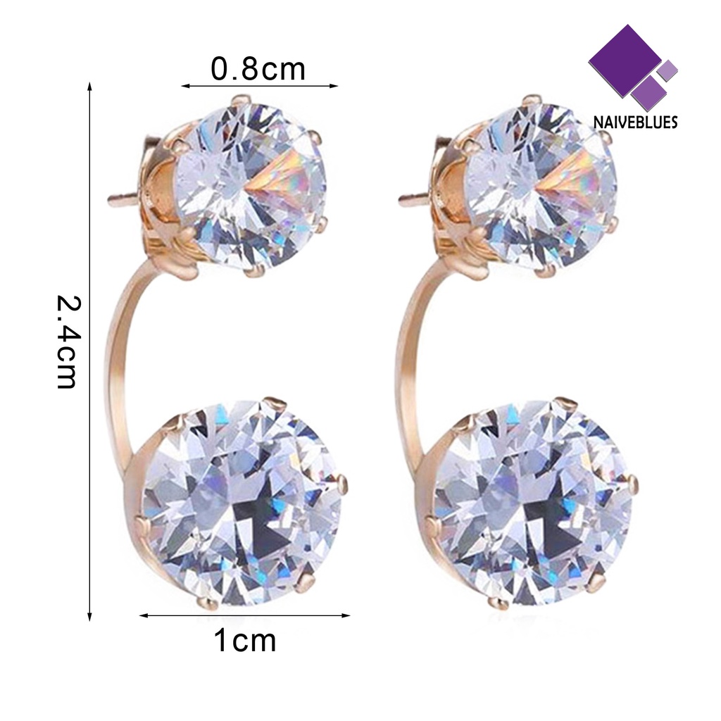 Anting Stud Berlian Imitasi Ganda Bahan Alloy Untuk Wanita