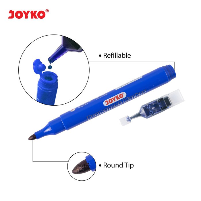 

RH- Permanent Marker Spidol Permanen Joyko PM-35RF Round Tip Free Refill