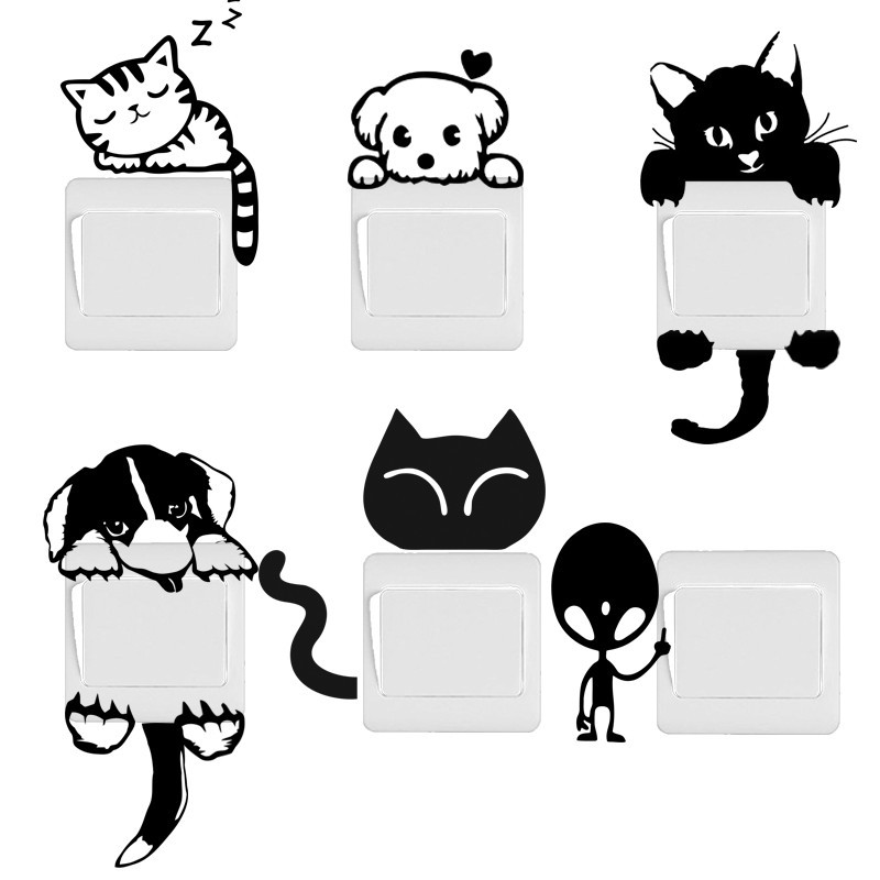 [SUPER CUTE STUFF] - Sticker Wallpaper Dinding Sleeping Cat - Black