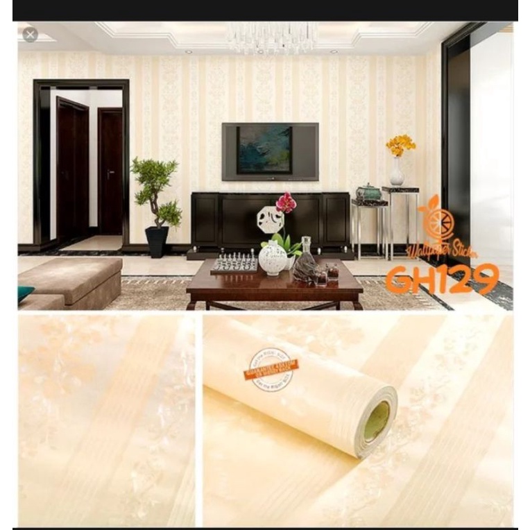 Wallpaper Sticker Dinding motif embos gold gh129/cy1186