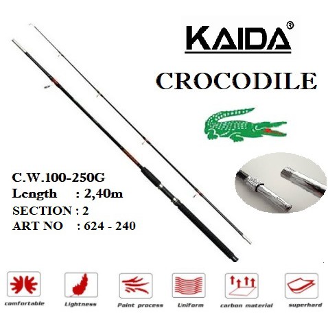 KAIDA CROCODILE 240 Fishing Rod Ultralight Weight, Joran Pancing Fiber Glass 2,4 M