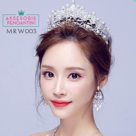 [READY STOCK] MAHKOTA PENGANTIN CRYSTAL AKSESORIS WEDDING CROWN MUTIARA MRW003