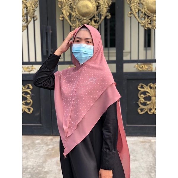 khimar LV polka / khimar motif polkadot / khimar ceruty baby doll / murah meriah / motif / 2 layer/ 