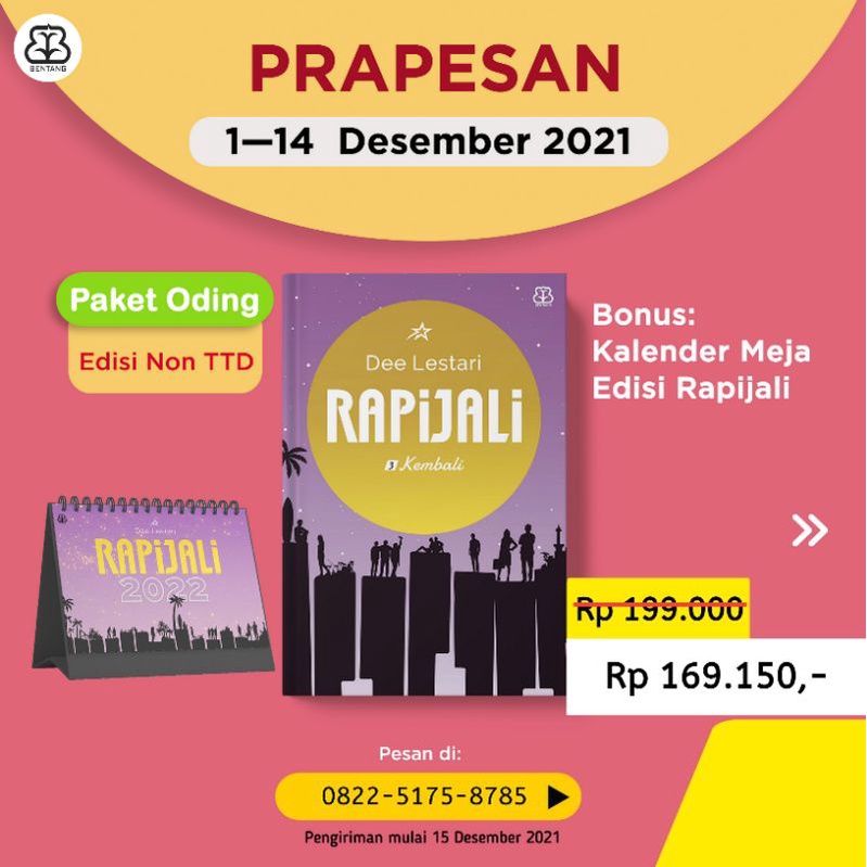 Pre Order Rapijali 3 Dee Lestari Paket ODING