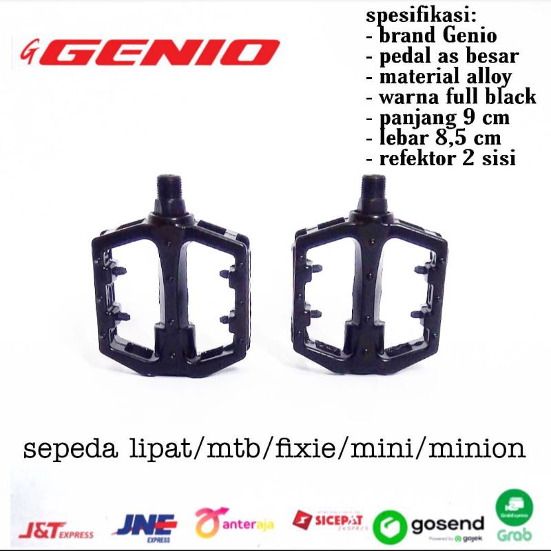 pedal sepeda gunung mtb lipat minion federal united polygon pacific genio alloy warna hitam 1 pasang