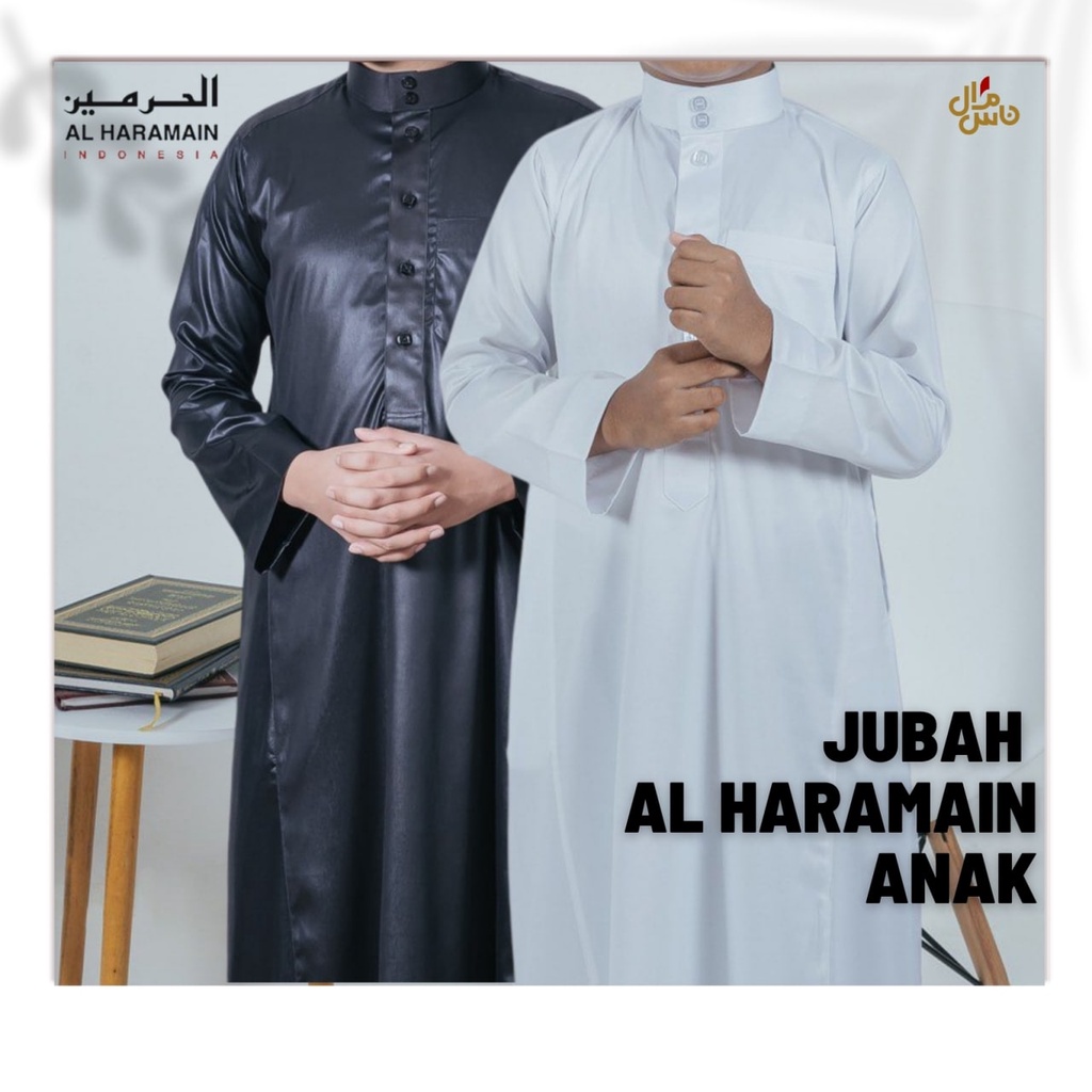 Baju Koko Jubah Muslim Gamis Saudi Polos Hitam Putih Al Haramain Anak Laki Laki Lengan Panjang Al Ha