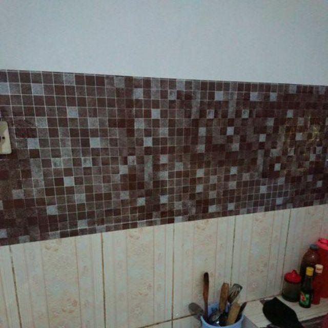 Grosir Murah_wallpaper Sticker Dinding Dapur Dan Kamar Mandi Coklat Keramik Elegan Minimalis 5mx45cm
