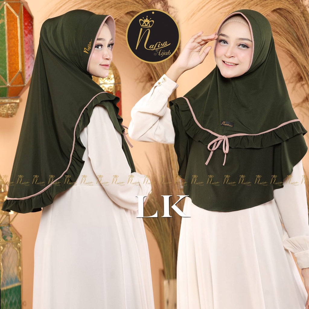 hijab instan PAD LK COMBI LIST JERSEY ORI NAFISA kerudung instan