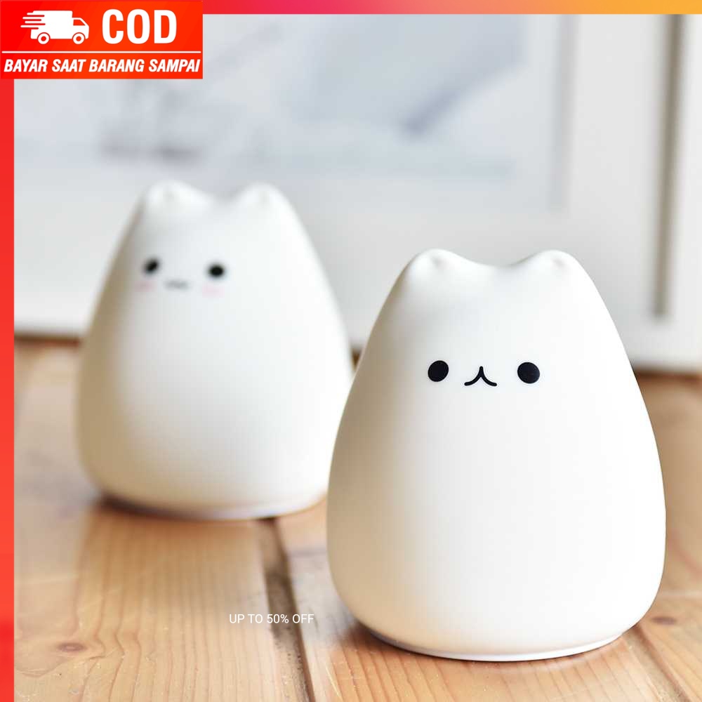 (100% BARANG ORI) Little Cat Lampu Tidur LED RGB Light Model Cute Cat - LJC-124