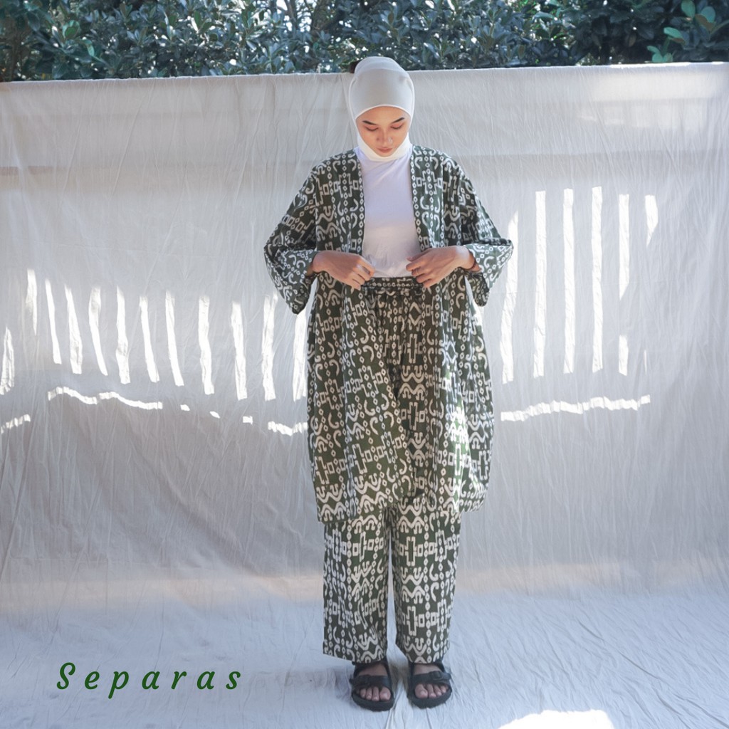 Separas - Batik Andam Olive Kimono Set