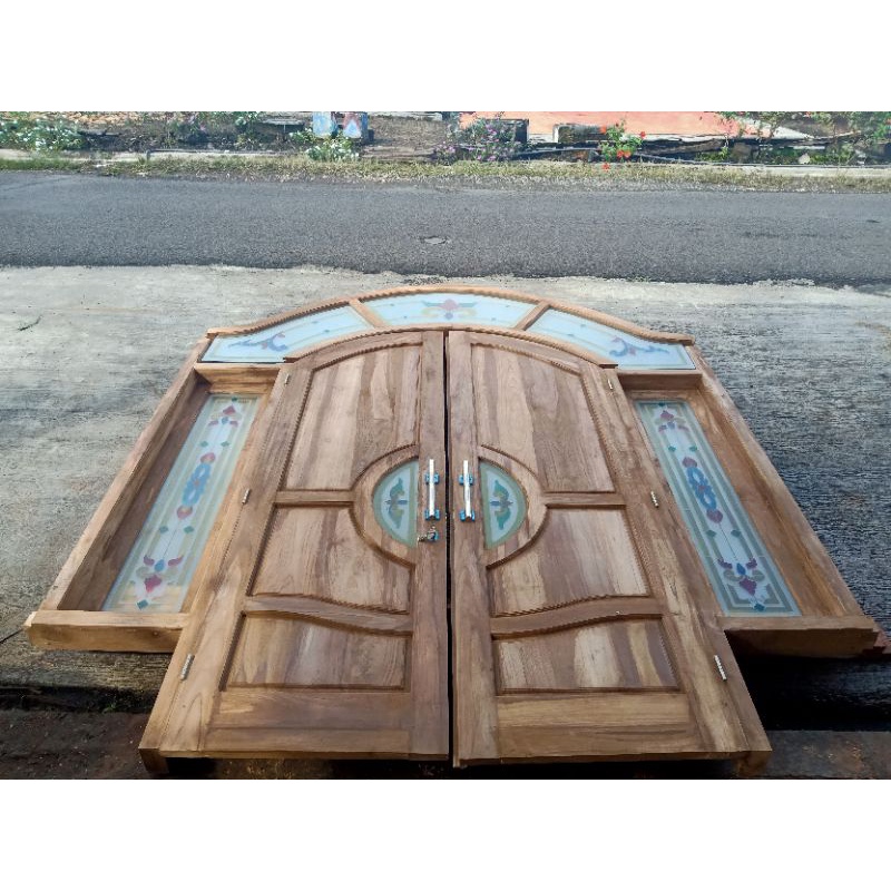 Jual pintu utama model Spanyol + kusen + cendela motif | Shopee Indonesia