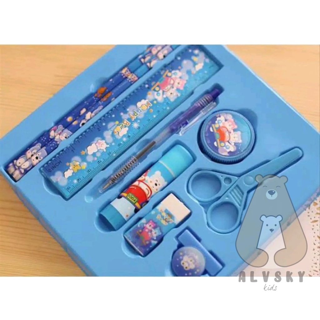 ALAT TULIS PENSIL SET ANAK 10 IN 1 KARAKTER LUCU STATIONERY SOUVENIR / ALAT TULIS SEKOLAH