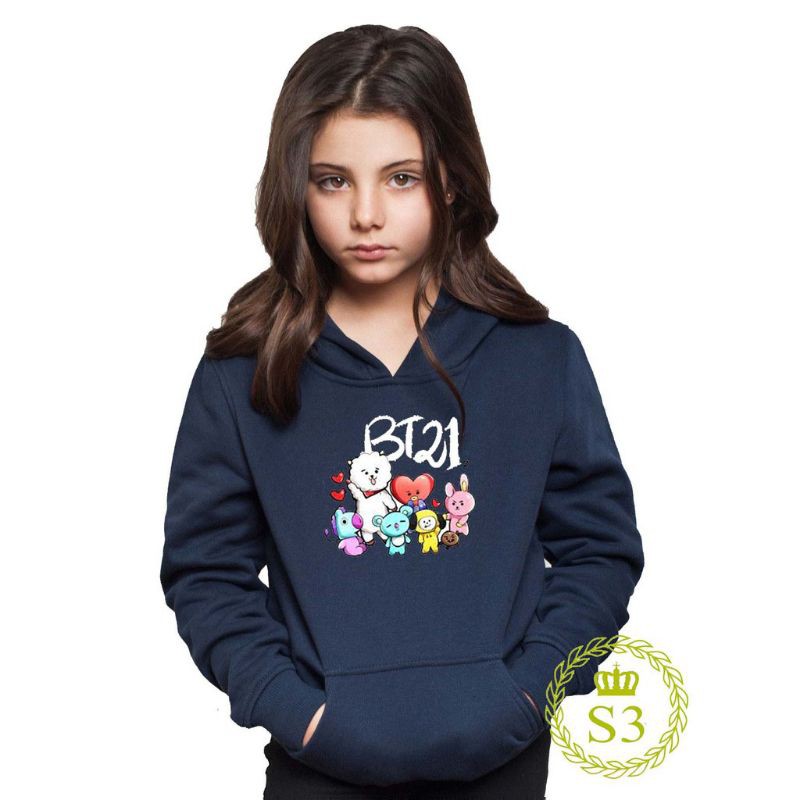 Jaket hoodie anak BT21 BTS jaket sweater KPOP BTS anak anak cowok / cewek