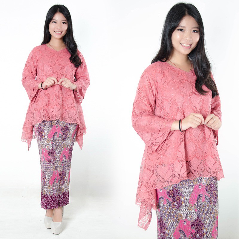 SB Collection Stelan Kebaya Risma Blouse Brukat Dan Rok Plisket Maxi Super Jumbo Batik Wanita