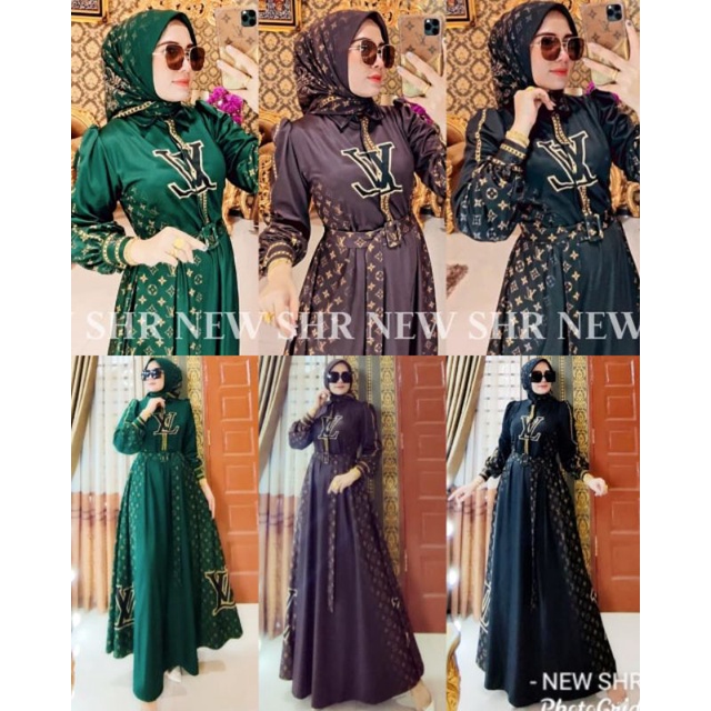 NEW  READY  ORI SHR  MAXI DRESS GAMIS LV TERBARU GOOD QUALITY