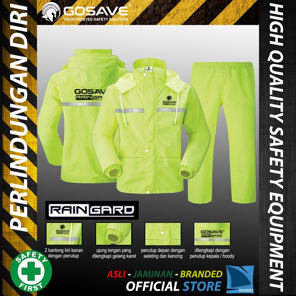 Jas Hujan Besar L, XL dan XXL Hoody Mantel Anti Rembes - Industrial PVC RainCoat GOSAVE