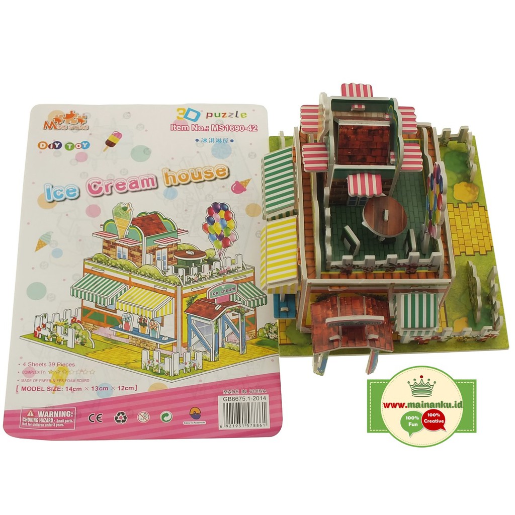 Mini Puzzle 3D | ICE CREAM HOUSE | Puzzle 3 Dimensi Rumah - 1690-42