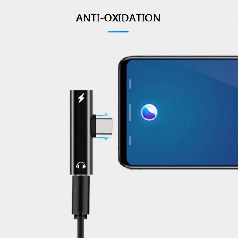 (T Shape 2 In 1 Adapter Usb C Ke Jack Audio 3.5mm Tipe-C Charging Jack Converter (Usb C Ke 3.5mm)