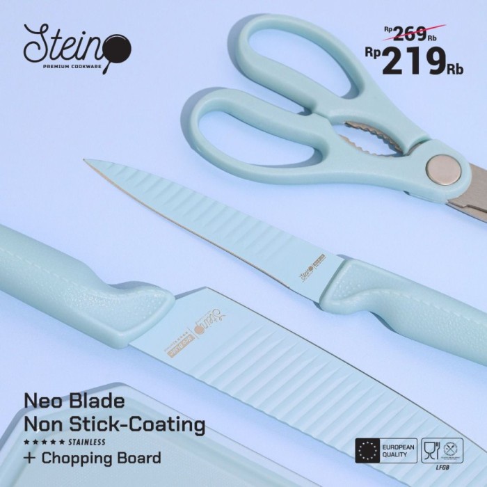 Steincookware Neo Blade Non Stick 7in1 Pisau Set dan Talenan/ stein