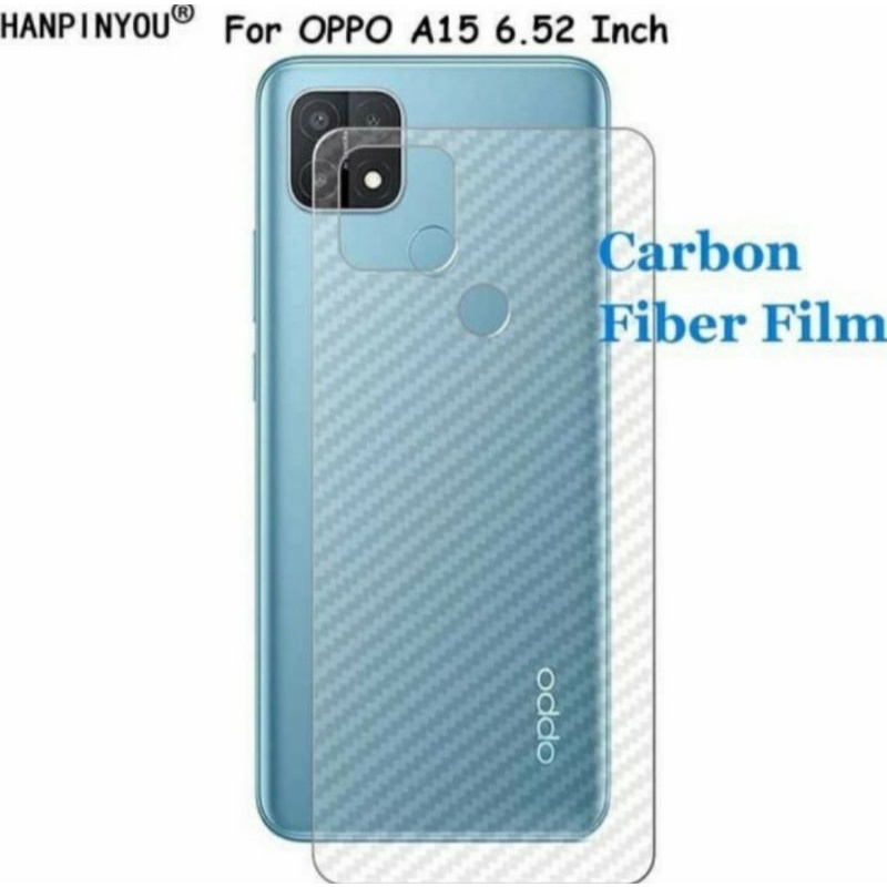 oppo A15 A15s skin carbon anti gores belakang karbon