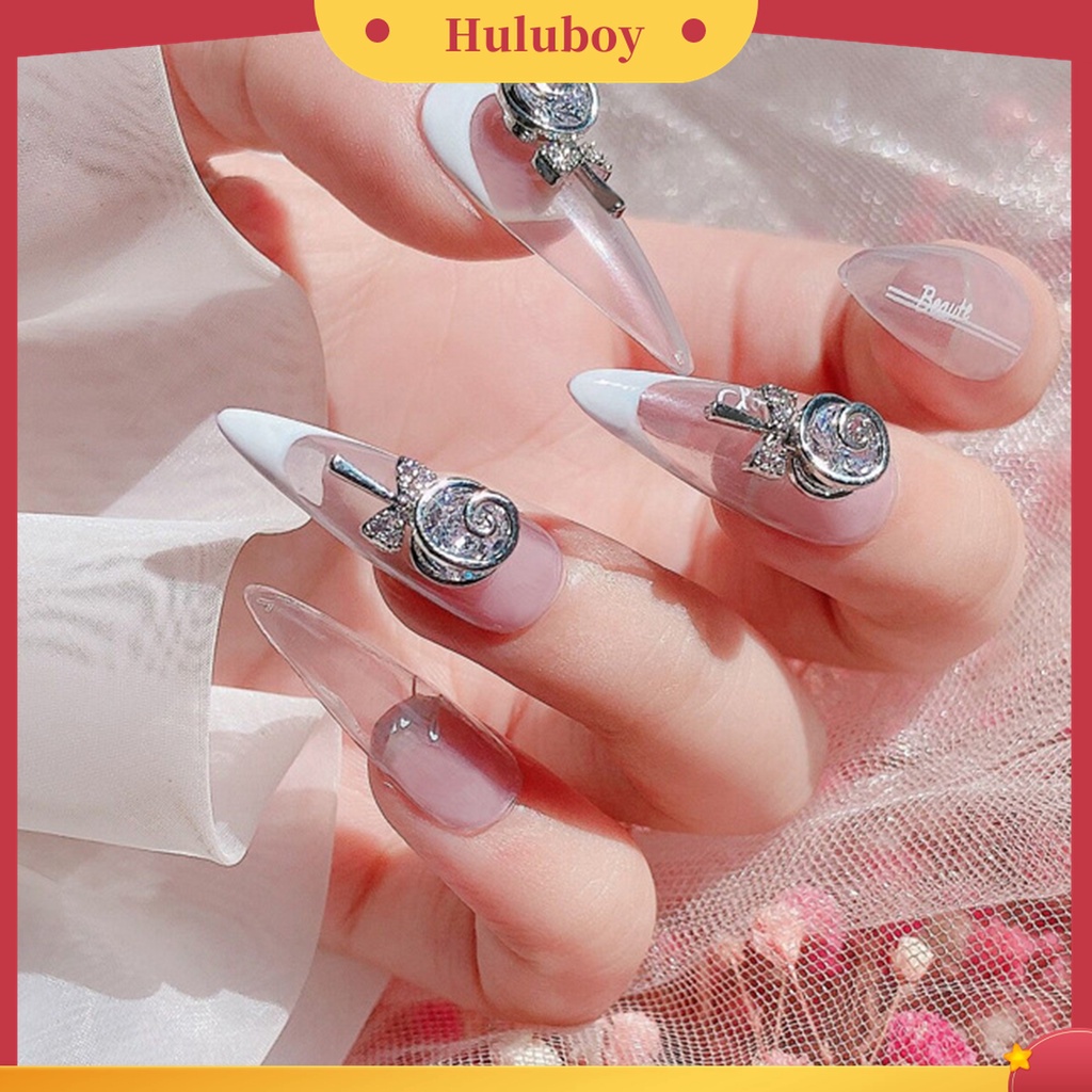 Huluboy Huluboy♡ 3pcs / Set Ornamen Permen Lollipop 3D Aksen Berlian Imitasi Untuk Manicure