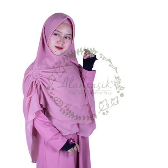 Alantasik - Khimar serut samping hijab instan 2 layer serut pet antem R 25